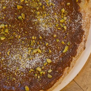 PIZZA DE NUTELLA CON PISTACHO