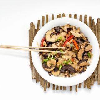 Bambú Y Setas Chinas Salteadas