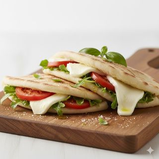 Piadina pomodoro, mozzarella e insalata