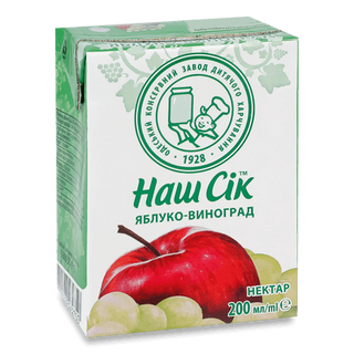 Нектар «Наш Сік» яблучно-виноградний освітлений (0,2л)