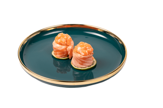 Gunkan salmone spicy con tempura flakes - 2 pezzi