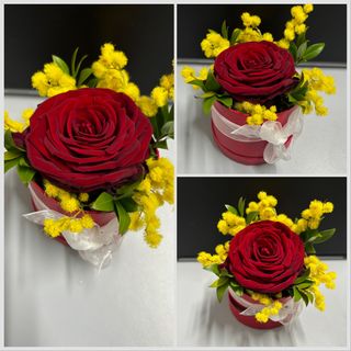 Mini Bouquet di Mimosa E rosa 