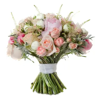 Bouquet di fiori misti stagionali in toni delicati