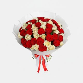 Букет “51 червона і біла троянда”