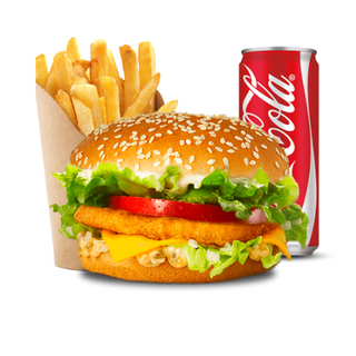 Menú De Hamburguesa Con Pollo Y Queso