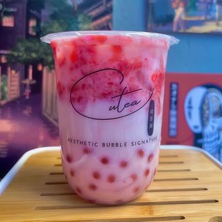 Pink Strawberry Bubble Milk