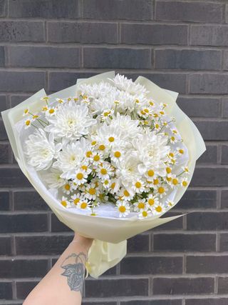 Bukiet chryzantemy z rumiankiem «Lemon Pie»