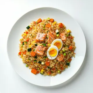 R6. Riso saltato con salmone