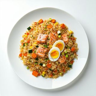 R6. Riso saltato con salmone