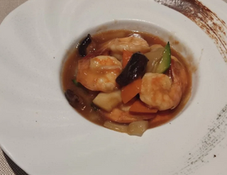 Gamberi ai funghi e bambu