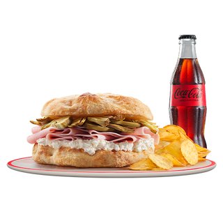 Menu Focaccia Prosciutto cotto a vapore e Chips