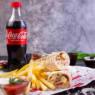 Kebab Cu Ciuperci de Post (fara Carne) +Bautura la alegere+Cartofi Pai +Sos la alegere