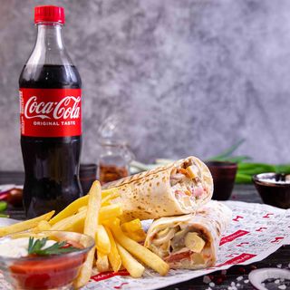Kebab Cu Ciuperci de Post (fara Carne) +Bautura la alegere+Cartofi Pai +Sos la alegere