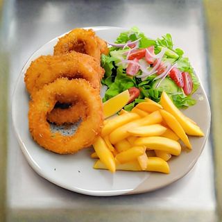 5X Deep Fried Calamari Rings With Fries