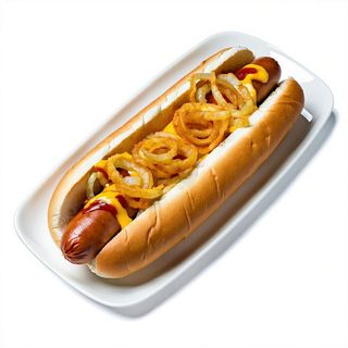 Hot Dog con Cheddar e Onion Ring