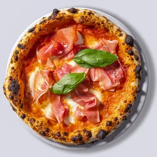 Pizza Margherita com Crudo e Rucula