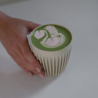 Hot creamy strawberry matcha