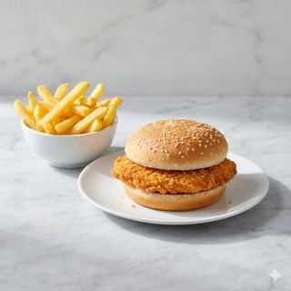 Hamburguesa De Pollo Con Patatas