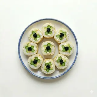 Futomaki De Espárrago Verde, aguacate mayonesa perlas negras(9 Uds.)