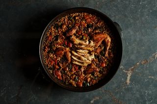 Arroz de verduras de temporada y picantón (2 personas)