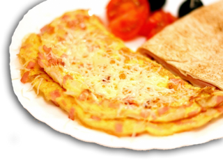 Omletă cu ciuperci și șuncă