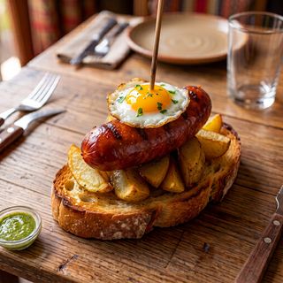 Pincho De Chorizo, Patatas Y Huevo