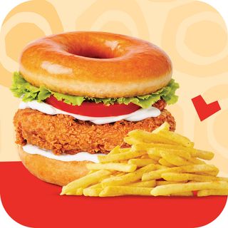 Donut Chicken Burger and Chips