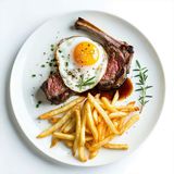 Chuleta De Cordero Con Huevo Frito Y Patatas