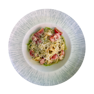 Shrimps and spinach pasta