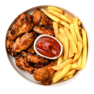 8 Alitas De Pollo Con Patatas