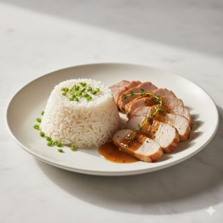 Arroz con carne de lomo de cerdo