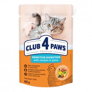 Club 4 Paws Premium Вологий корм з куркою у соусі для дорослих котів з чутливим травленням