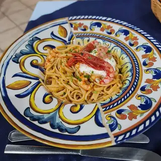Linguine con gambero rosso e burrata