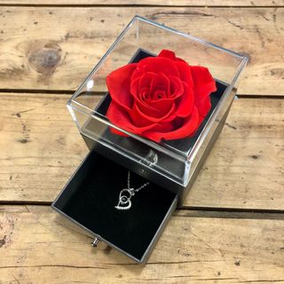 Rosa eterna grande con colgante TE QUIERO.