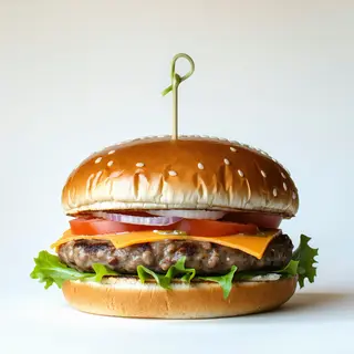 Hamburger ceddar becon insalata pomodori