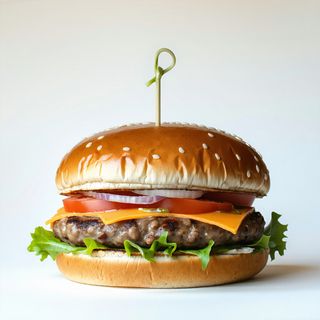 Hamburger ceddar becon insalata pomodori