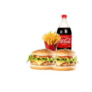 MENU 3 HAMBURGUESA , PATATA Y BEBIDA 2L