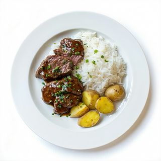 Ternera Con Arroz Y  Papas