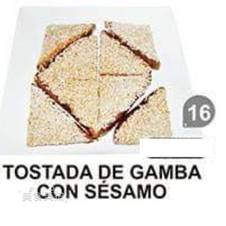 16.Tostada de Gambas con Sésamo 