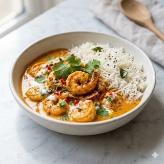 Curry De Gambas Con Arroz