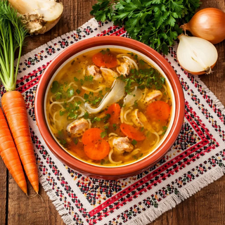 Supă de Găină cu tăiței de la mănăstirea Turnu