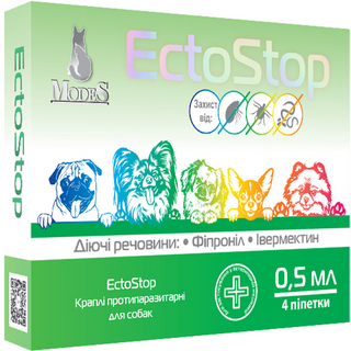 Краплі ЕктоСтоп  до 4кг (1 мл), 1 піпетка