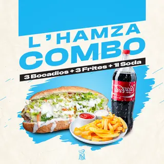 3 Bocadios + 3 Frites + 1L Soda