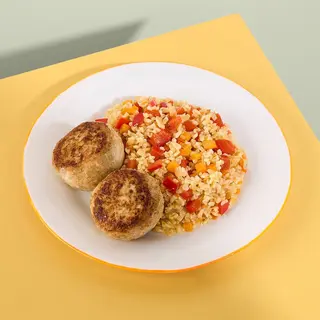 Котлетки з ципи та булгур з овочами