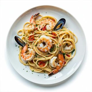 33. Spaghetti con frutti di mare alla piastra