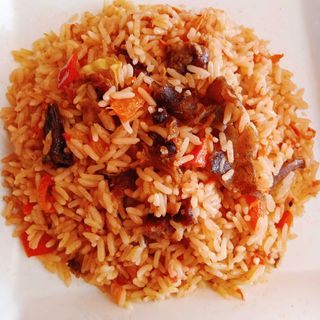 Goat meat jollof rice 