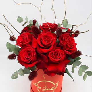 Cutie Mon Jardin S cu 9 trandafiri rosii