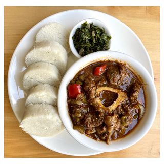 Ossobuko with pepper and creamed mchicha