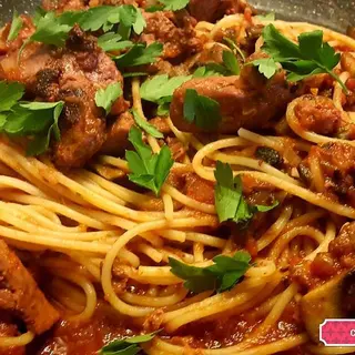 Spaghetti avec foie de boeuf 