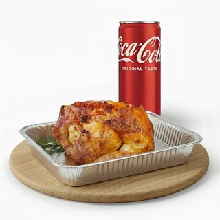 Pollo allo spiedo + Lattina Coca-Cola